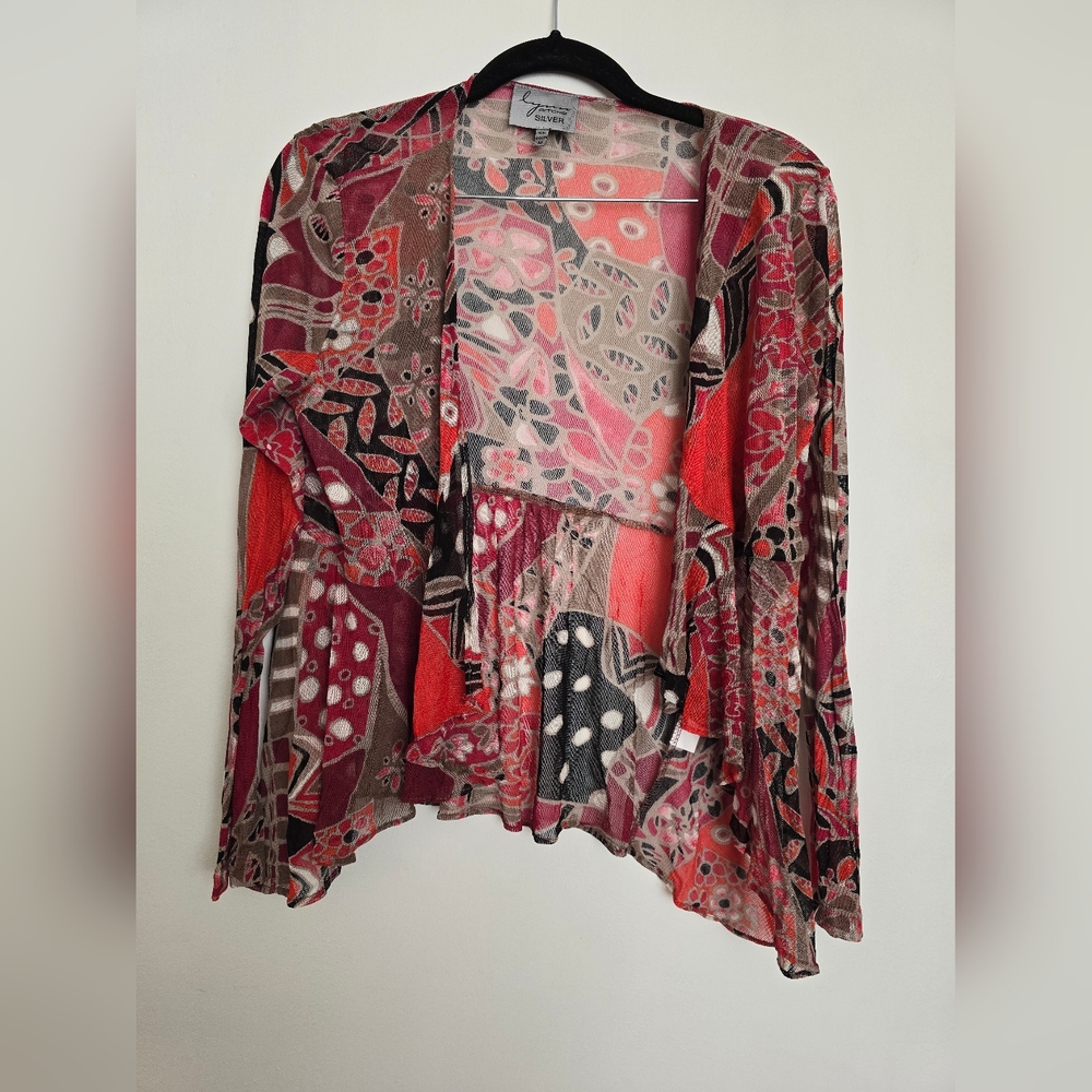 Lynn Ritchie Cover-Up 100% Silk Mesh Asymmetrical Hem.